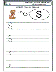 okul öncesi harfler çizgi çalışmaları ş harfi